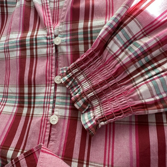 J. Crew Pink Plaid Ruffle Tiered Dress Sz 00 Prairie Country Cottage Americana - Picture 11 of 14